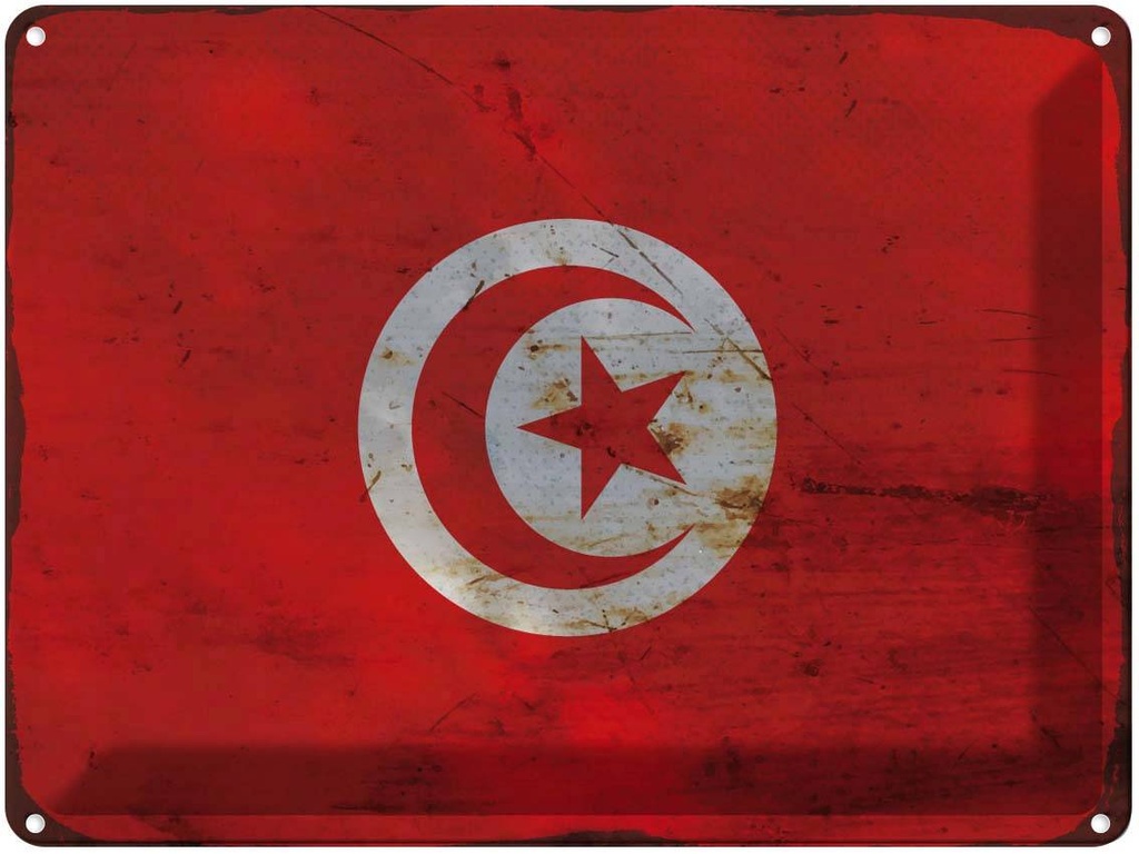 [LA-120008] Blechschild 30x40 cm Tunesien Tunisia Flagge Fahne Wappen