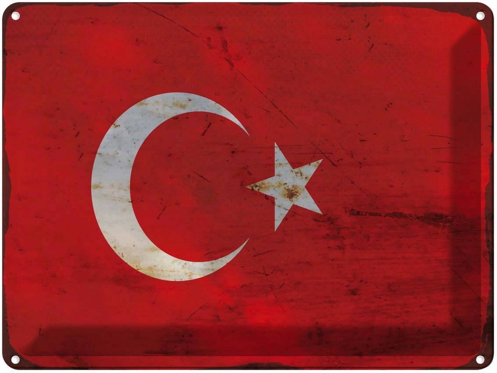 [LA-120009] Blechschild 30x40 cm Türkei Turkey Flagge Fahne Wappen