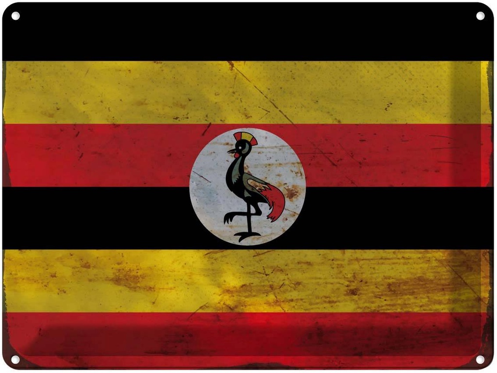 [LA-120012] Blechschild 30x40 cm Uganda Flagge Fahne Wappen