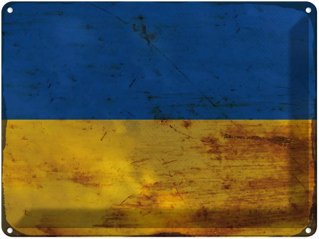 [LA-120013] Blechschild 30x40 cm Ukraine Flagge Fahne Wappen