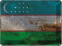 Blechschild 30x40 cm Usbekistan Uzbekistan Flagge Fahne Wappen