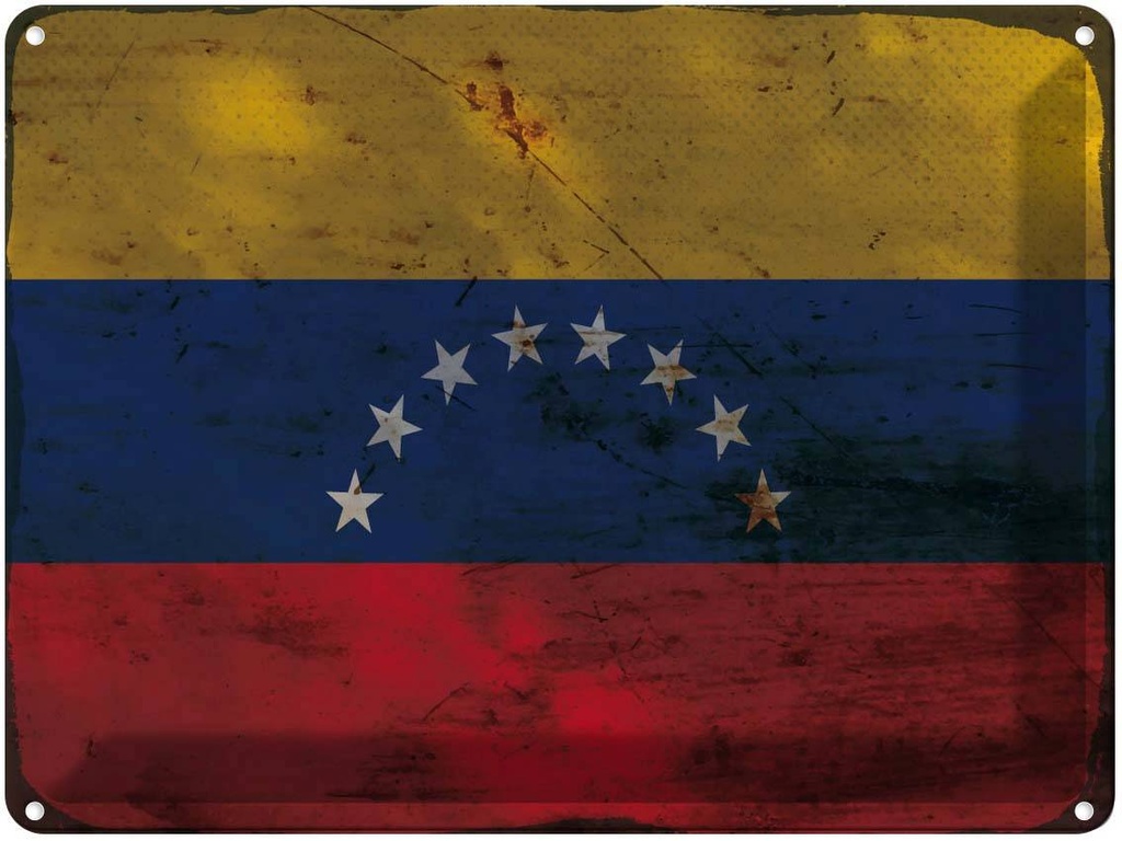 [LA-120021] Blechschild 30x40 cm Venezuela Flagge Fahne Wappen