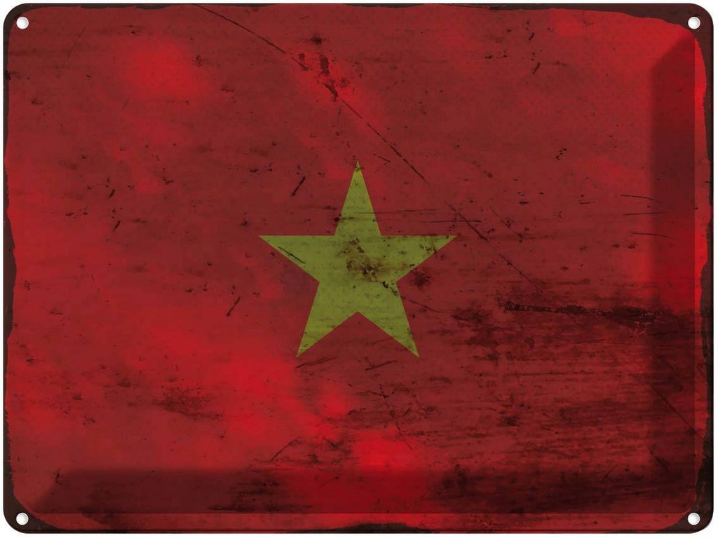 [LA-120022] Blechschild 30x40 cm Vietnam Flagge Fahne Wappen