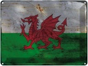 Blechschild 30x40 cm Wales Flagge Geburtstag Feiern Party Fahne Wappen