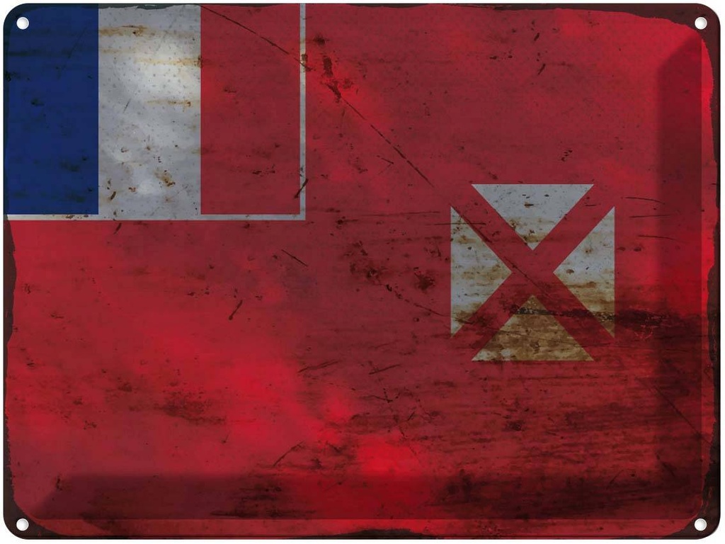 [LA-120024] Blechschild 30x40 cm Wallis und Futuna Flagge Fahne Wappen