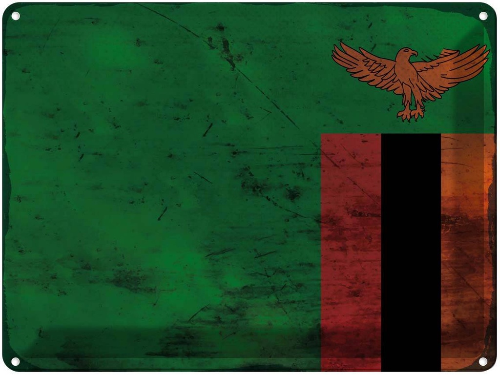 [LA-120027] Blechschild 30x40 cm Sambia Zambia Flagge Fahne Wappen