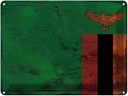 Blechschild 30x40 cm Sambia Zambia Flagge Fahne Wappen
