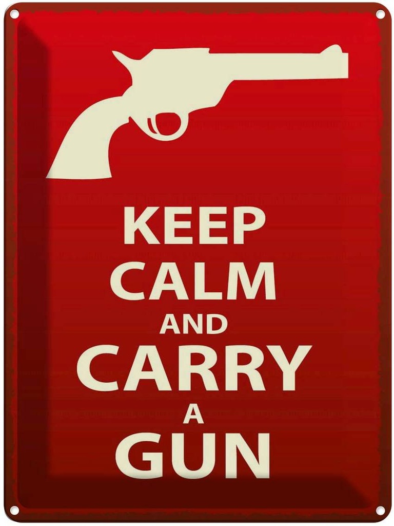 [LA-120042] Blechschild 40x30 cm Keep Calm and carry a gun Yoga