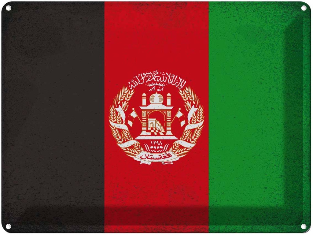 [LA-120066] Blechschild 30x40 cm Afghanistan Flagge Fahne Wappen
