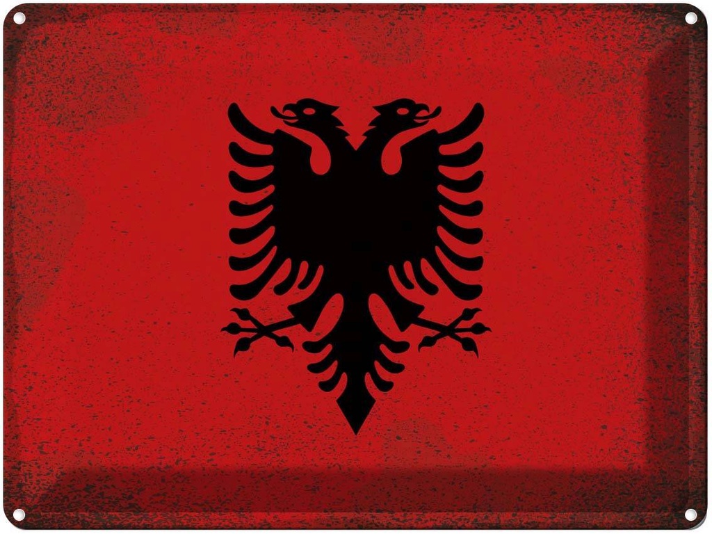 [LA-120067] Blechschild 30x40 cm Albanien Albania Flagge Fahne Wappen