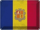 Blechschild 30x40 cm Andorra Andora Flagge Fahne Wappen
