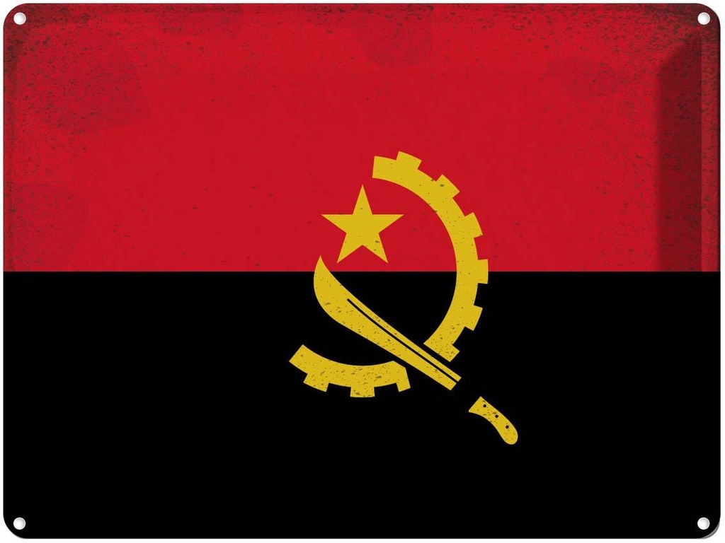 [LA-120072] Blechschild 30x40 cm Angola Flagge Fahne Wappen