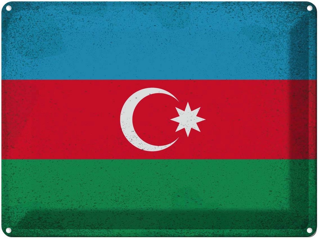 [LA-120079] Blechschild 30x40 cm Aserbaidschan Azerbaijan Flagge Fahne Wappen