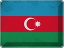 Blechschild 30x40 cm Aserbaidschan Azerbaijan Flagge Fahne Wappen