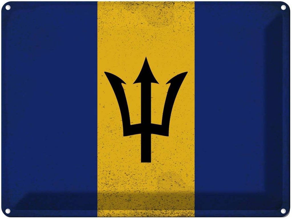 [LA-120082] Blechschild 30x40 cm Barbados Flagge Fahne Wappen