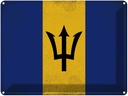 Blechschild 30x40 cm Barbados Flagge Fahne Wappen