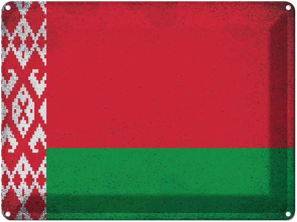 [LA-120083] Blechschild 30x40 cm Weißrussland Belarus Europa Flagge Fahne Wappen