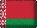 Blechschild 30x40 cm Weißrussland Belarus Europa Flagge Fahne Wappen