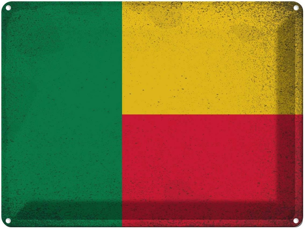 [LA-120086] Blechschild 30x40 cm Benin Flagge Fahne Wappen