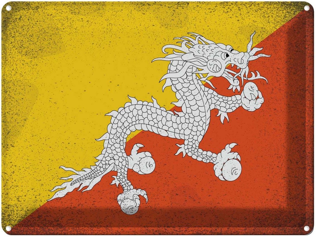 [LA-120088] Blechschild 30x40 cm Bhutan Flagge Fahne Wappen