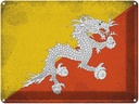 Blechschild 30x40 cm Bhutan Flagge Fahne Wappen