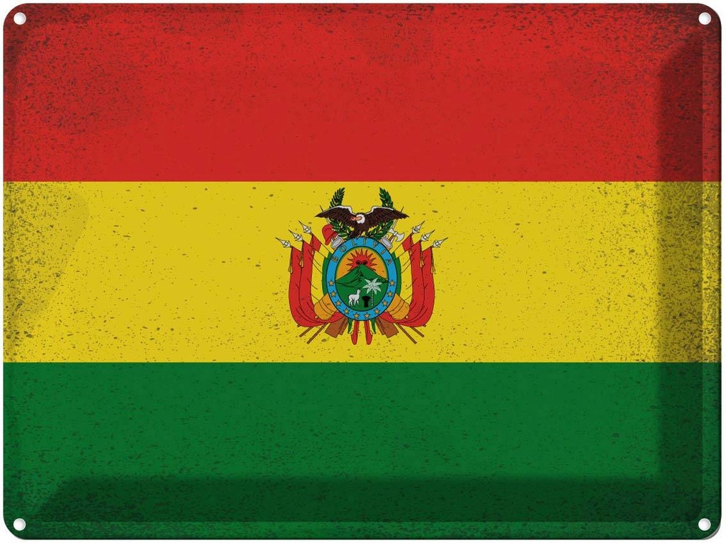 [LA-120089] Blechschild 30x40 cm Bolivien Bolivia Flagge Fahne Wappen