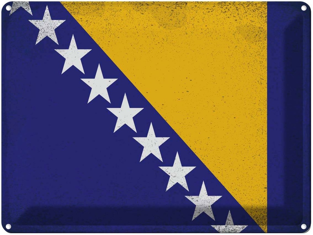 [LA-120090] Blechschild 30x40 cm Bosnien und Herzegowina Flagge Fahne Wappen