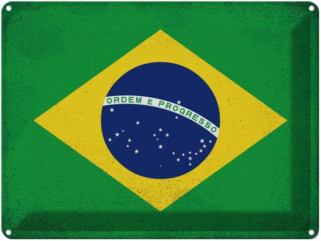 [LA-120092] Blechschild 30x40 cm Brasilien Brazil Flagge Fahne Wappen
