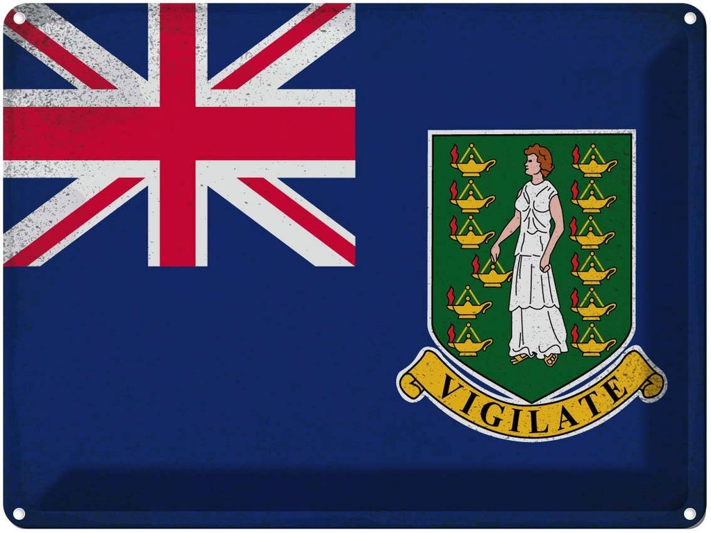 [LA-120093] Blechschild 30x40 cm Britische Jungferninseln Flagge Fahne Wappen