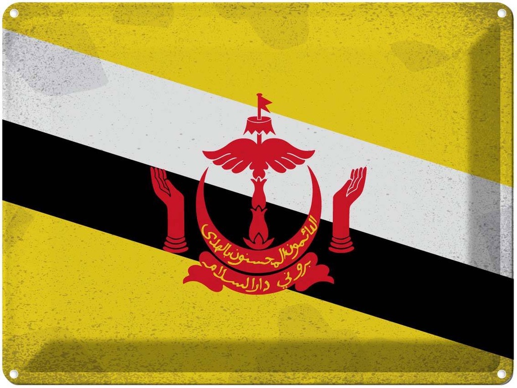 [LA-120094] Blechschild 30x40 cm Brunei Flagge Fahne Wappen