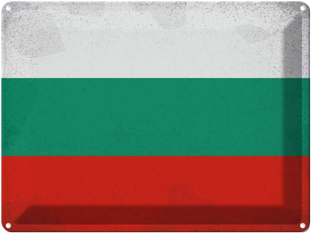 [LA-120095] Blechschild 30x40 cm Bulgarien Bulgaria Flagge Fahne Wappen