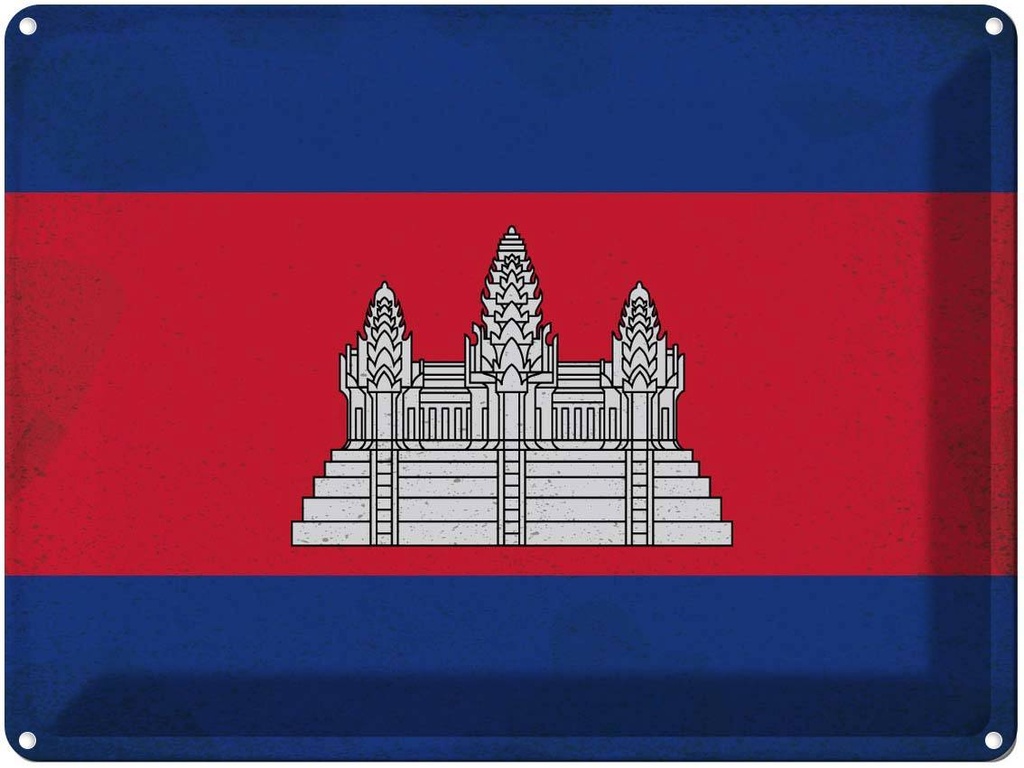 [LA-120098] Blechschild 30x40 cm Kambodscha Cambodia Flagge Fahne Wappen