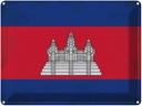 Blechschild 30x40 cm Kambodscha Cambodia Flagge Fahne Wappen