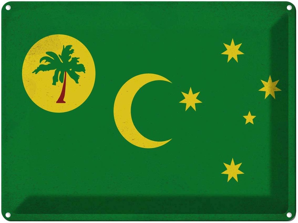 [LA-120108] Blechschild 30x40 cm Kokosinseln Cocos Island Abenteuer Reisen Flagge Fahne Wappen