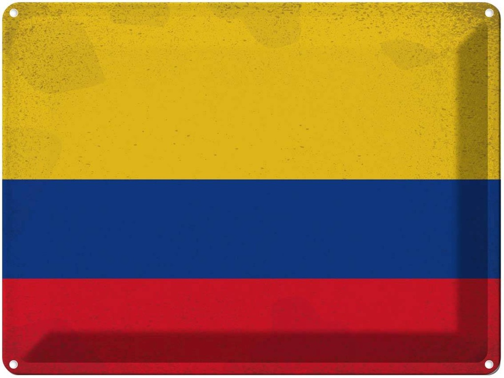 [LA-120109] Blechschild 30x40 cm Kolumbien Colombia Flagge Fahne Wappen