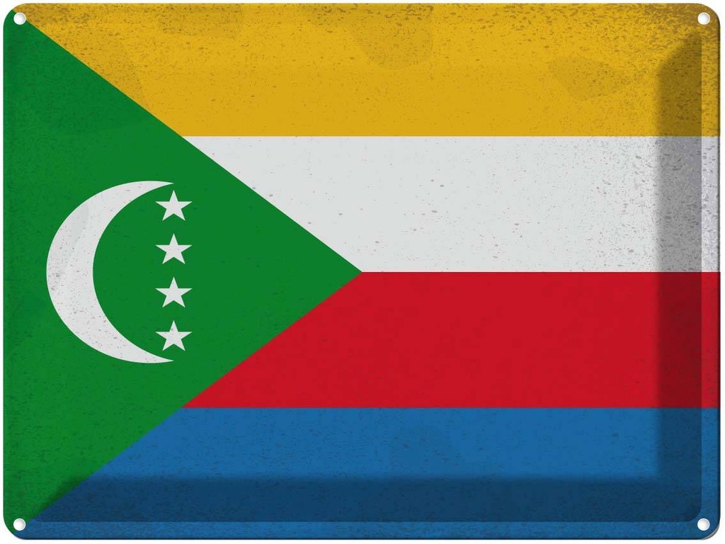 [LA-120110] Blechschild 30x40 cm der Komoren Comoros Flagge Fahne Wappen