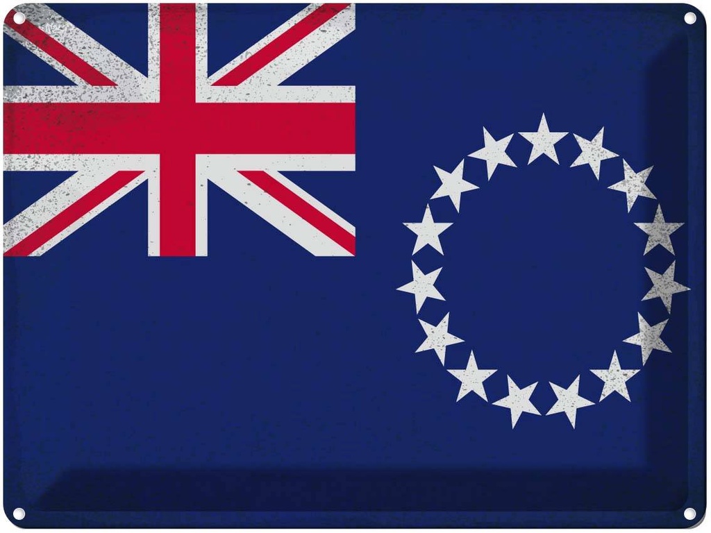 [LA-120112] Blechschild 30x40 cm Cookinseln Cook Islands Flagge Fahne Wappen