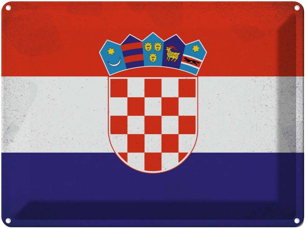 [LA-120114] Blechschild 30x40 cm Kroatien Croatia Flagge Fahne Wappen