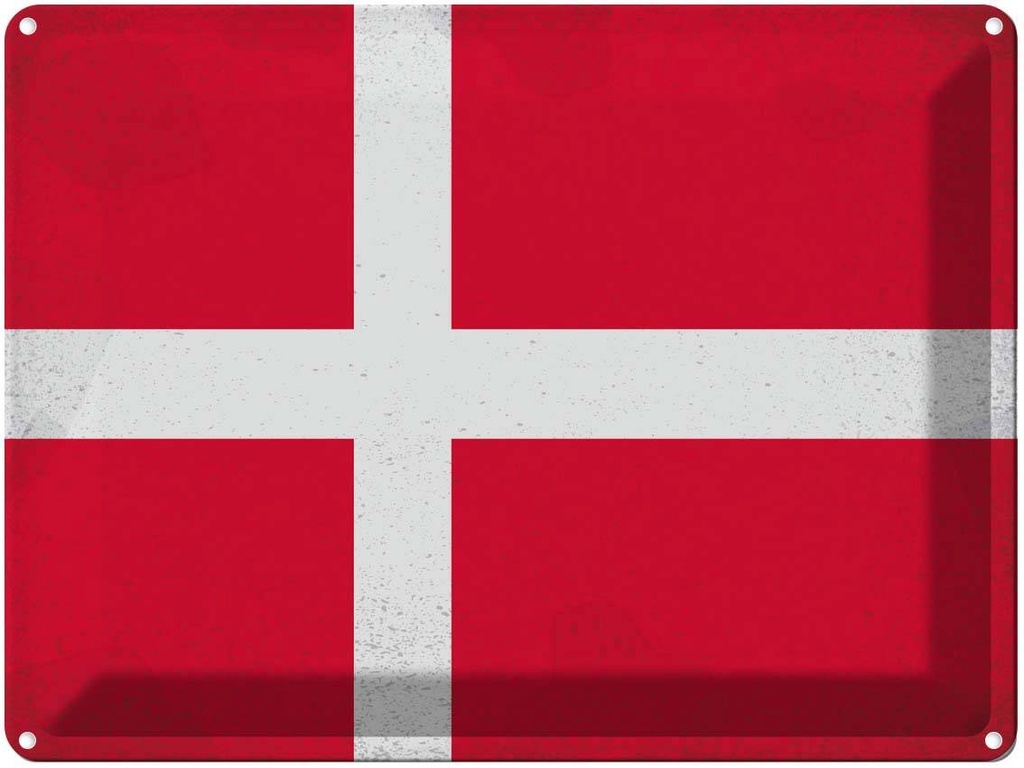 [LA-120119] Blechschild 30x40 cm Dänemark Denmark Flagge Fahne Wappen