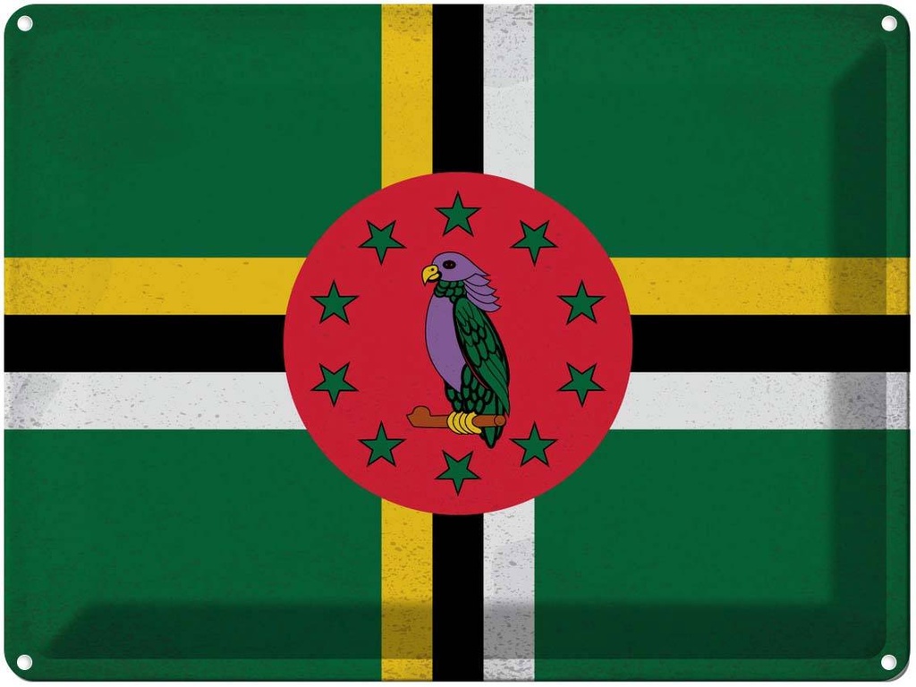 [LA-120121] Blechschild 30x40 cm Dominica Flagge Fahne Wappen