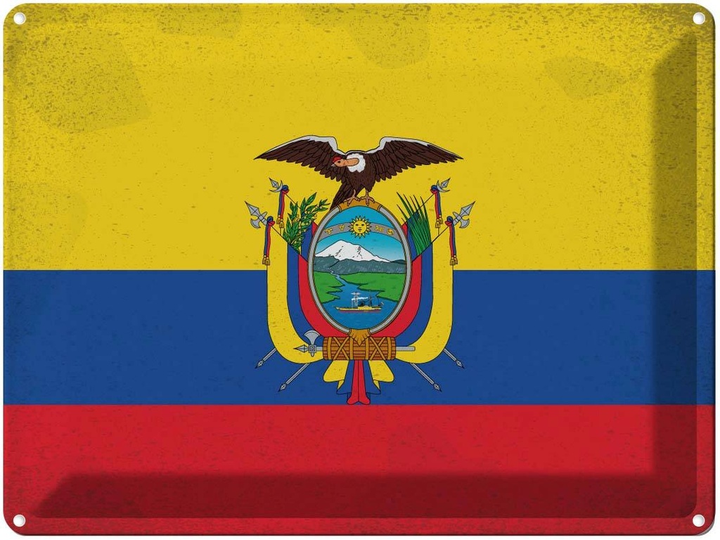 [LA-120124] Blechschild 30x40 cm Ecuador Flagge Fahne Wappen