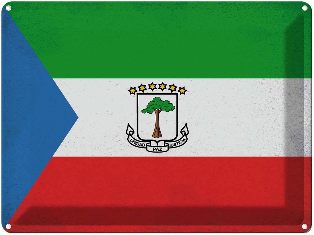 [LA-120128] Blechschild 30x40 cm Äquatorialguinea Flagge Fahne Wappen