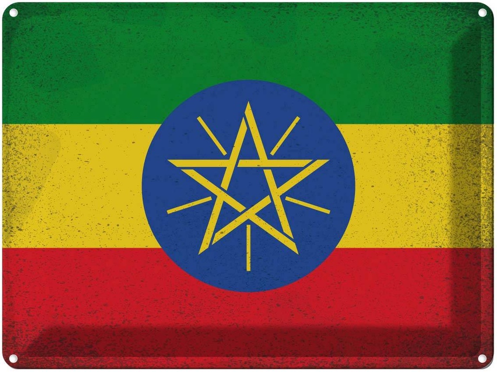 [LA-120131] Blechschild 30x40 cm Äthiopien Ethiopia Flagge Fahne Wappen
