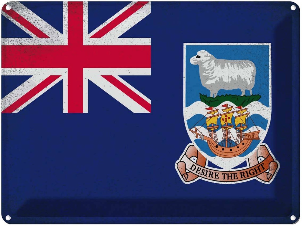[LA-120132] Blechschild 30x40 cm Falklandinseln Flagge Fahne Wappen