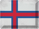 Blechschild 30x40 cm Färöer Faroe Islands Flagge Fahne Wappen