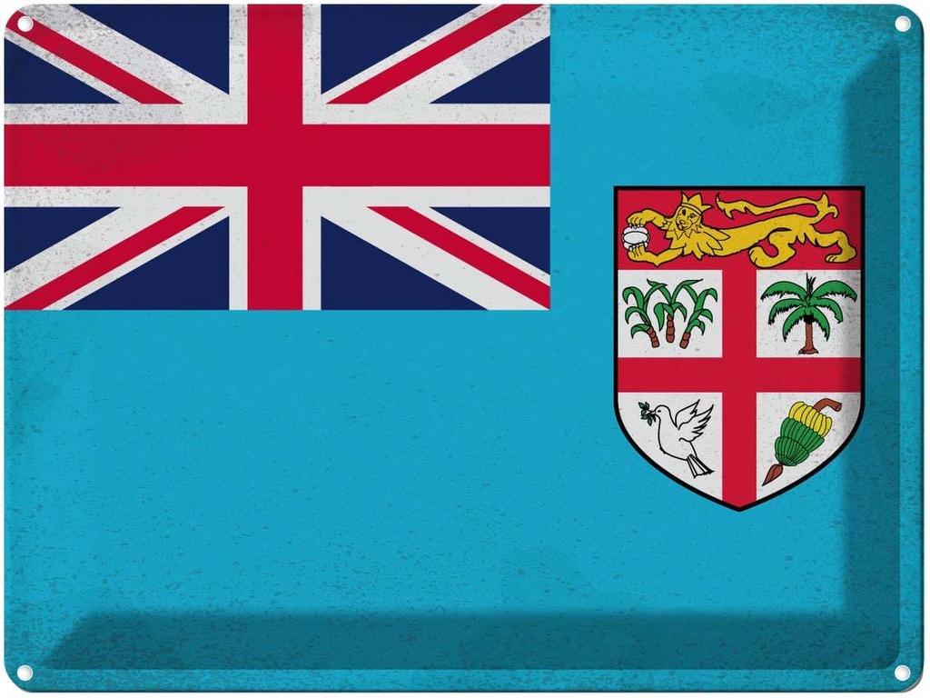 [LA-120134] Blechschild 30x40 cm Fidschi Fiji Flagge Fahne Wappen
