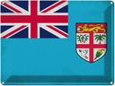Blechschild 30x40 cm Fidschi Fiji Flagge Fahne Wappen