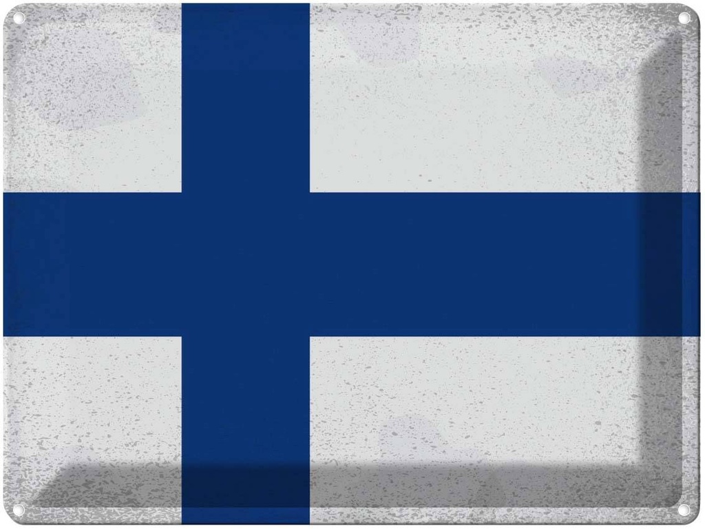[LA-120135] Blechschild 30x40 cm Finnland Finland Flagge Fahne Wappen