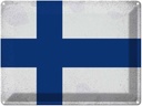 Blechschild 30x40 cm Finnland Finland Flagge Fahne Wappen