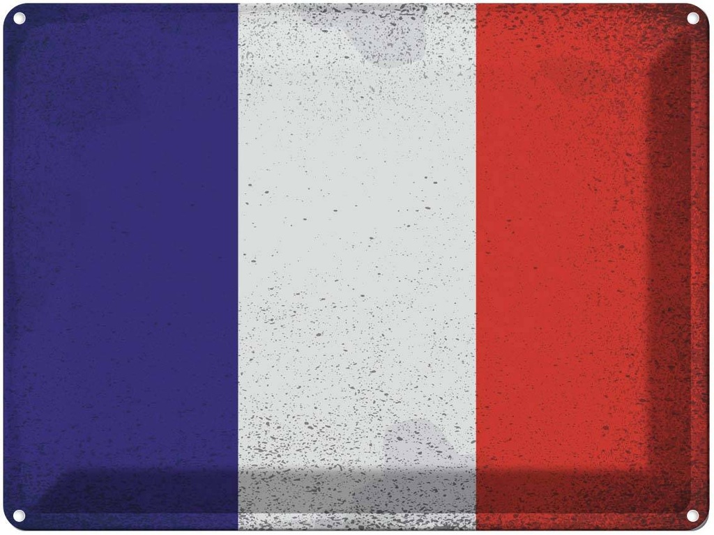 [LA-120136] Blechschild 30x40 cm Frankreich France Flagge Fahne Wappen